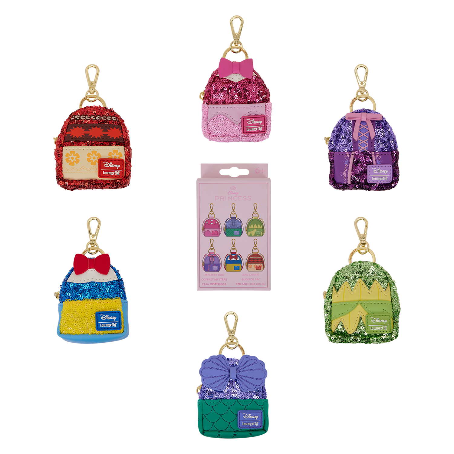 Disney Princess Exclusive Sequin Cosplay Mystery Mini Backpack Keychain Charm Wave 1