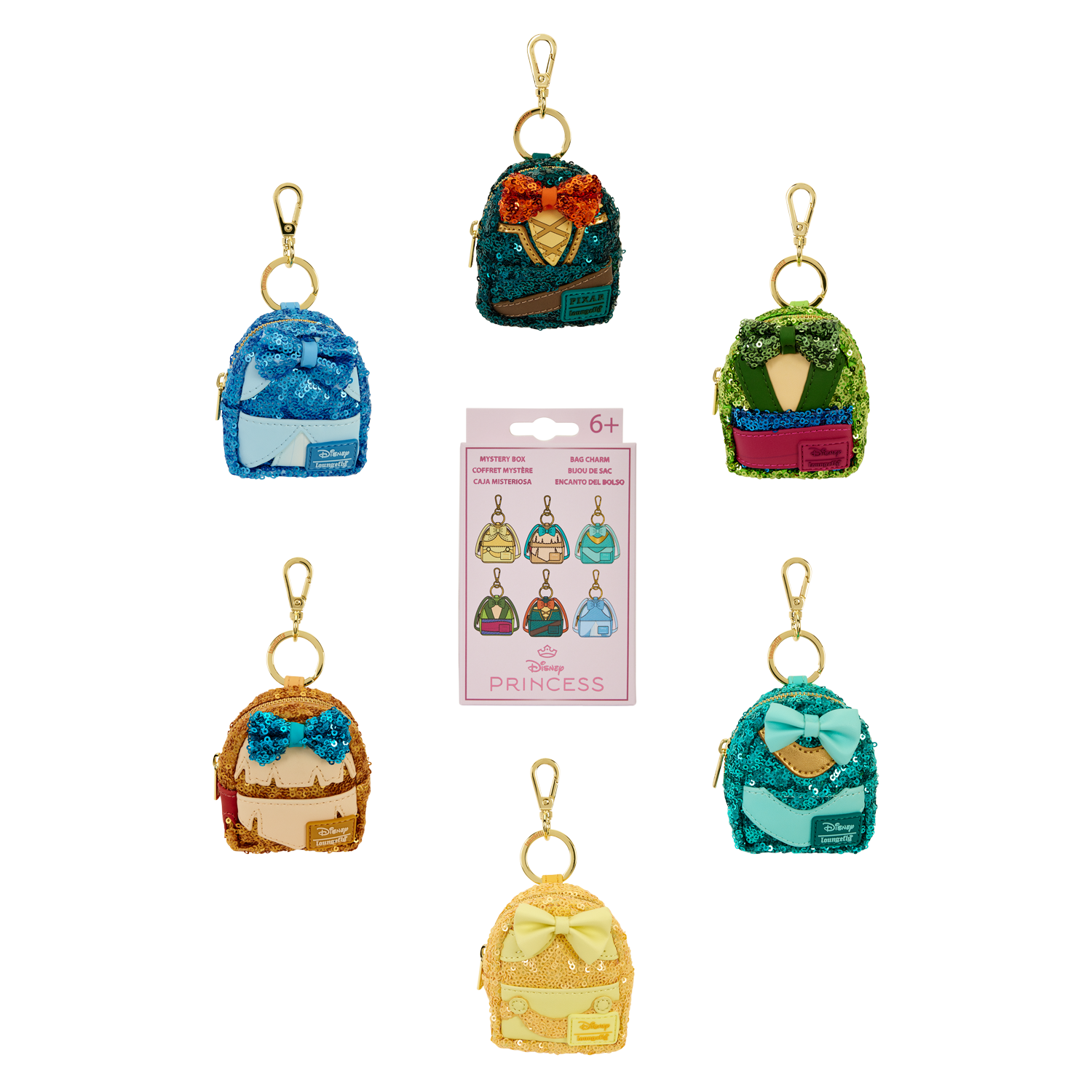 Disney Princess Exclusive Sequin Cosplay Mystery Mini Backpack Keychain Charm Wave 2