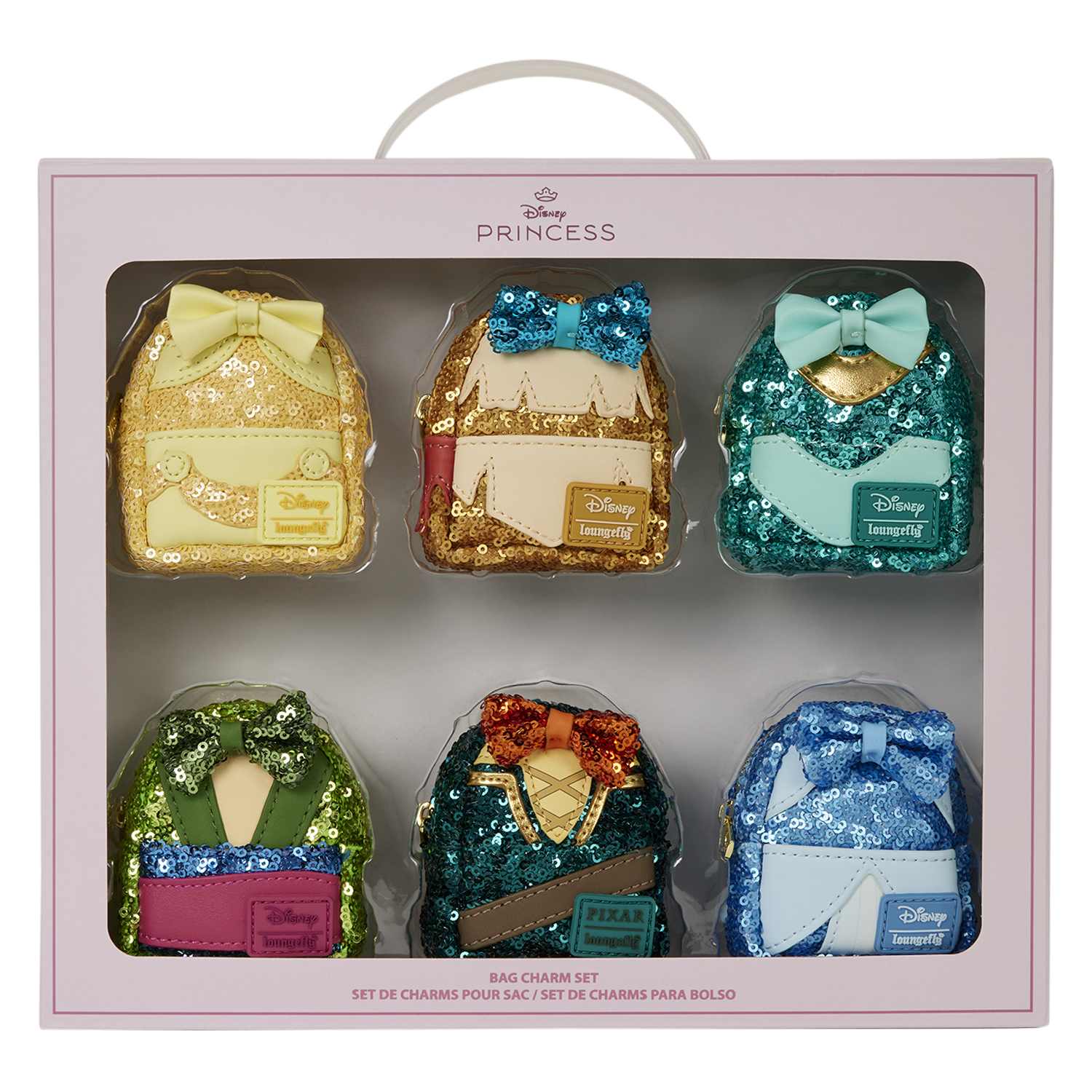 Disney Princess Exclusive Sequin Cosplay Mini Backpack Keychain Charm Set 2